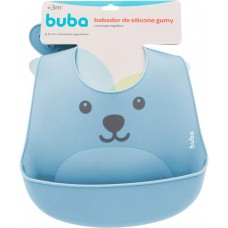 BABADOR EM SILICONE COM PEGA-MIGALHAS GUMY AZUL BUBA