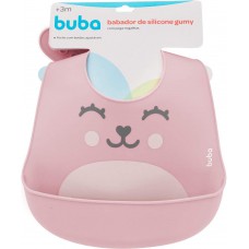 BABADOR EM SILICONE COM PEGA-MIGALHAS GUMY ROSA BUBA