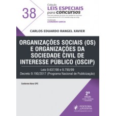 ORGANIZAÇÕES SOCIAIS (OS) E ORGANIZAÇÕES DA SOCIEDADE CIVIL DE INTERESSE PÚBLICO (OSCIP): LEIS 9.637/98 E 9.790/99 - DECRETO 9.190/2017 (PROGRAMA NACIONAL DA PUBLICIZAÇÃO)